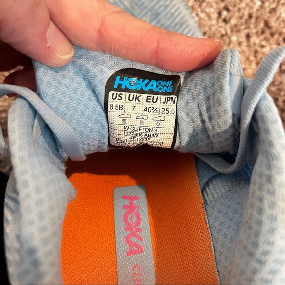 Hoka Sky Blue and Vibrant Orange Sneakers - Picture 6 of 7